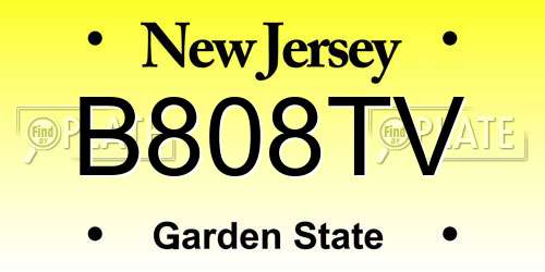 B808TV New Jersey License Plate