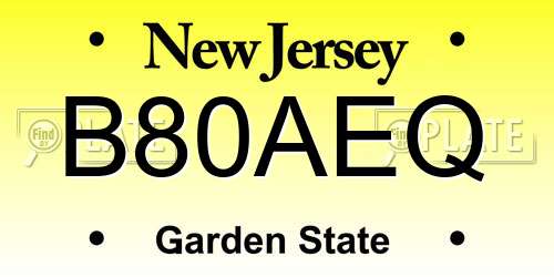 B80AEQ New Jersey License Plate