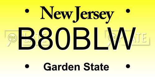 B80BLW New Jersey License Plate