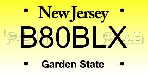 B80BLX New Jersey License Plate