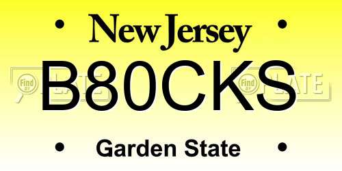 B80CKS New Jersey License Plate