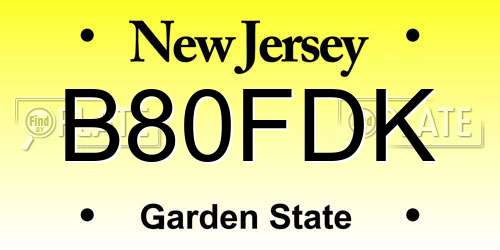 B80FDK New Jersey License Plate