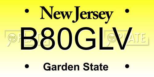 B80GLV New Jersey License Plate