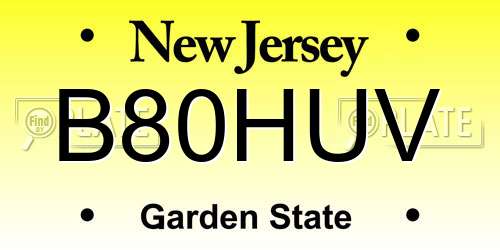 B80HUV New Jersey License Plate