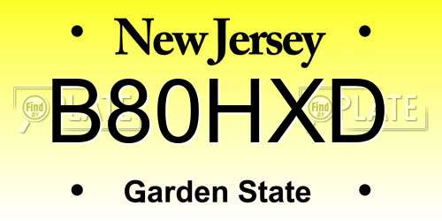 B80HXD New Jersey License Plate