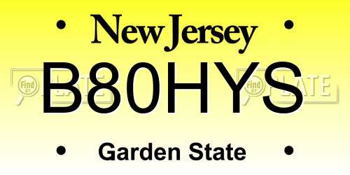 B80HYS New Jersey License Plate