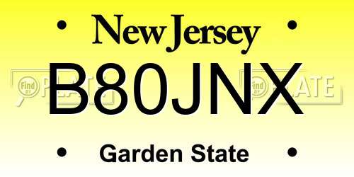 B80JNX New Jersey License Plate