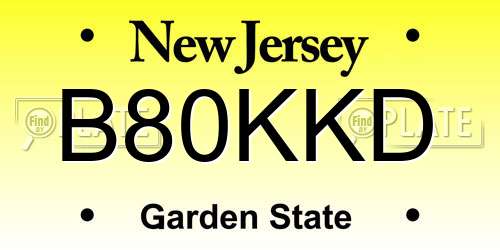 B80KKD New Jersey License Plate