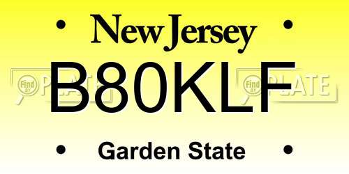 B80KLF New Jersey License Plate