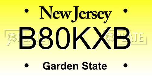B80KXB New Jersey License Plate