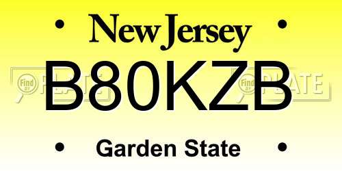 B80KZB New Jersey License Plate