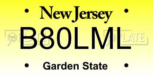 B80LML New Jersey License Plate