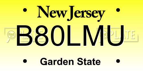 B80LMU New Jersey License Plate