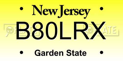B80LRX New Jersey License Plate