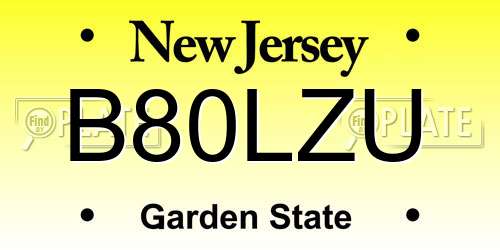 B80LZU New Jersey License Plate