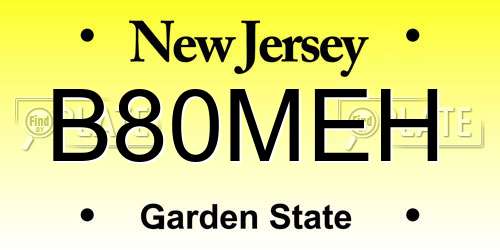 B80MEH New Jersey License Plate