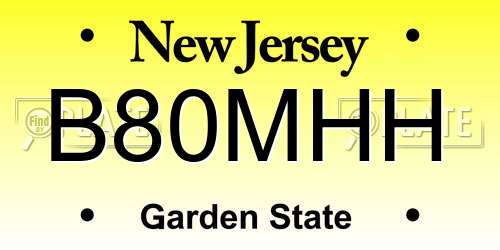 B80MHH New Jersey License Plate