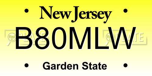 B80MLW New Jersey License Plate