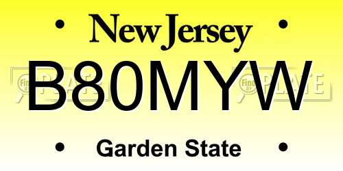 B80MYW New Jersey License Plate