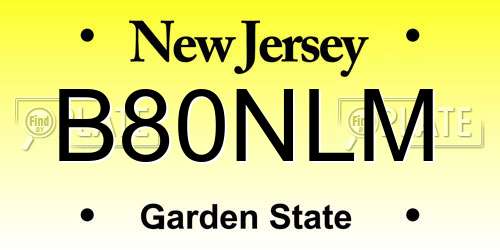 B80NLM New Jersey License Plate