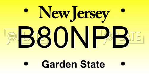B80NPB New Jersey License Plate