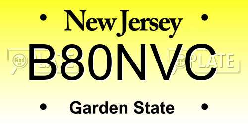 B80NVC New Jersey License Plate