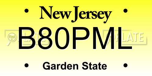 B80PML New Jersey License Plate