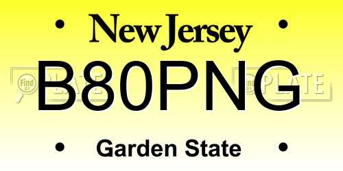 B80PNG New Jersey License Plate