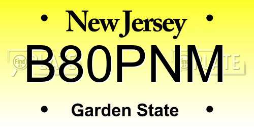 B80PNM New Jersey License Plate