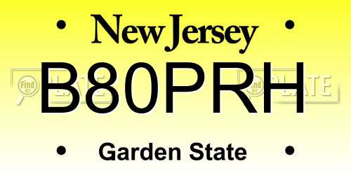 B80PRH New Jersey License Plate