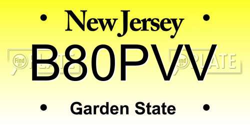 B80PVV New Jersey License Plate
