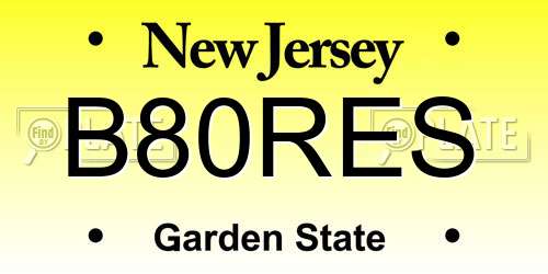 B80RES New Jersey License Plate