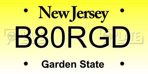 B80RGD New Jersey License Plate