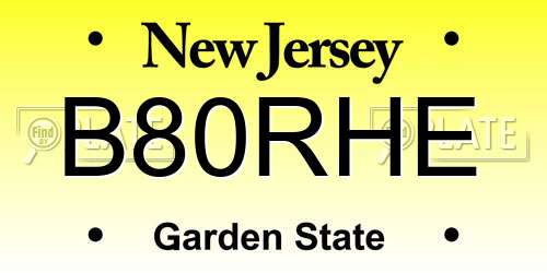B80RHE New Jersey License Plate