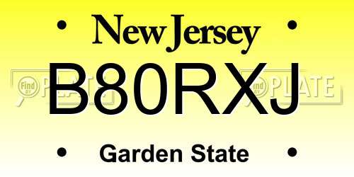 B80RXJ New Jersey License Plate