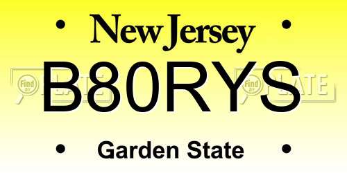 B80RYS New Jersey License Plate
