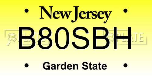 B80SBH New Jersey License Plate