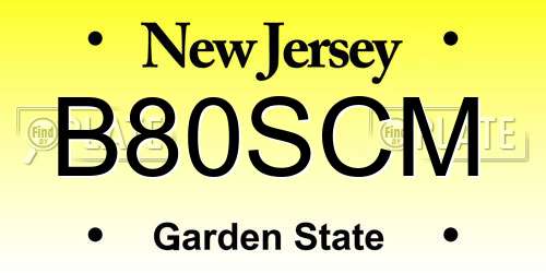 B80SCM New Jersey License Plate
