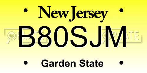 B80SJM New Jersey License Plate