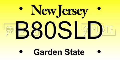 B80SLD New Jersey License Plate