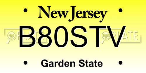 B80STV New Jersey License Plate