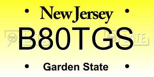 B80TGS New Jersey License Plate