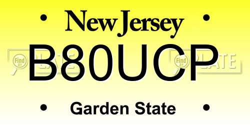 B80UCP New Jersey License Plate