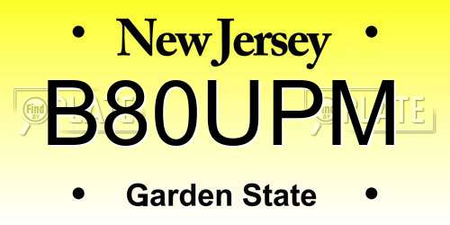 B80UPM New Jersey License Plate