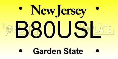 B80USL New Jersey License Plate
