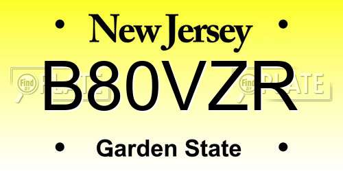 B80VZR New Jersey License Plate