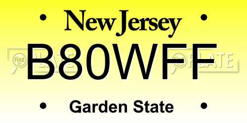 B80WFF New Jersey License Plate