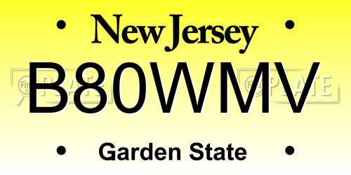 B80WMV New Jersey License Plate