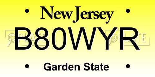 B80WYR New Jersey License Plate