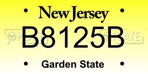 B8125B New Jersey License Plate